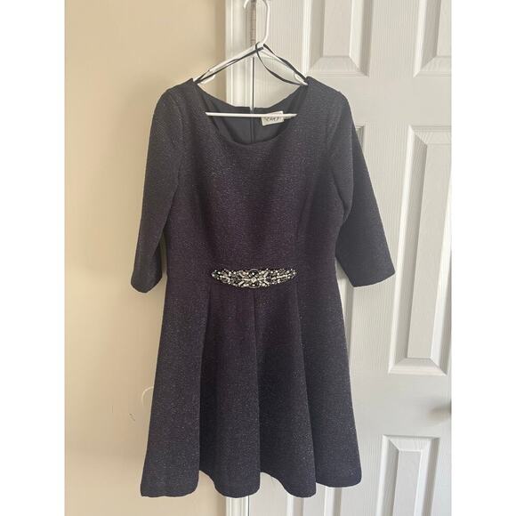 Eliza J embellished sparkle knit fit & flare dress steel grey sz 14 - Picture 2 of 12